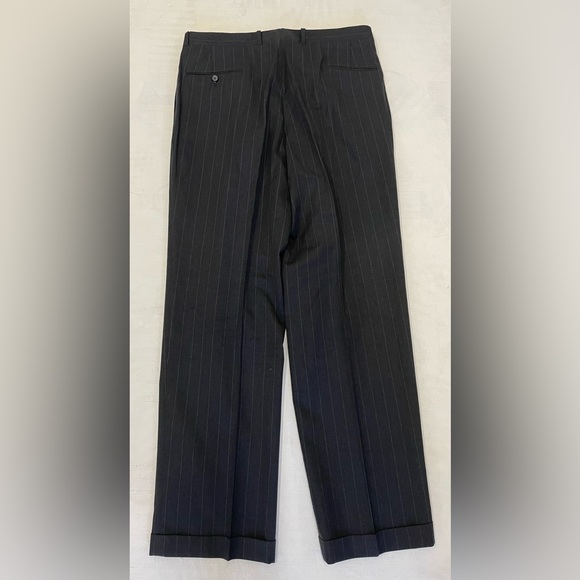 Aquascutum of London Vintage 3 Piece Striped Pleated Wool Suit in Gray Size 44 L - Picture 13 of 15